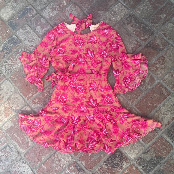 Sundae Muse Pink Floral Open Back Dress Size 6 - Picture 1 of 3